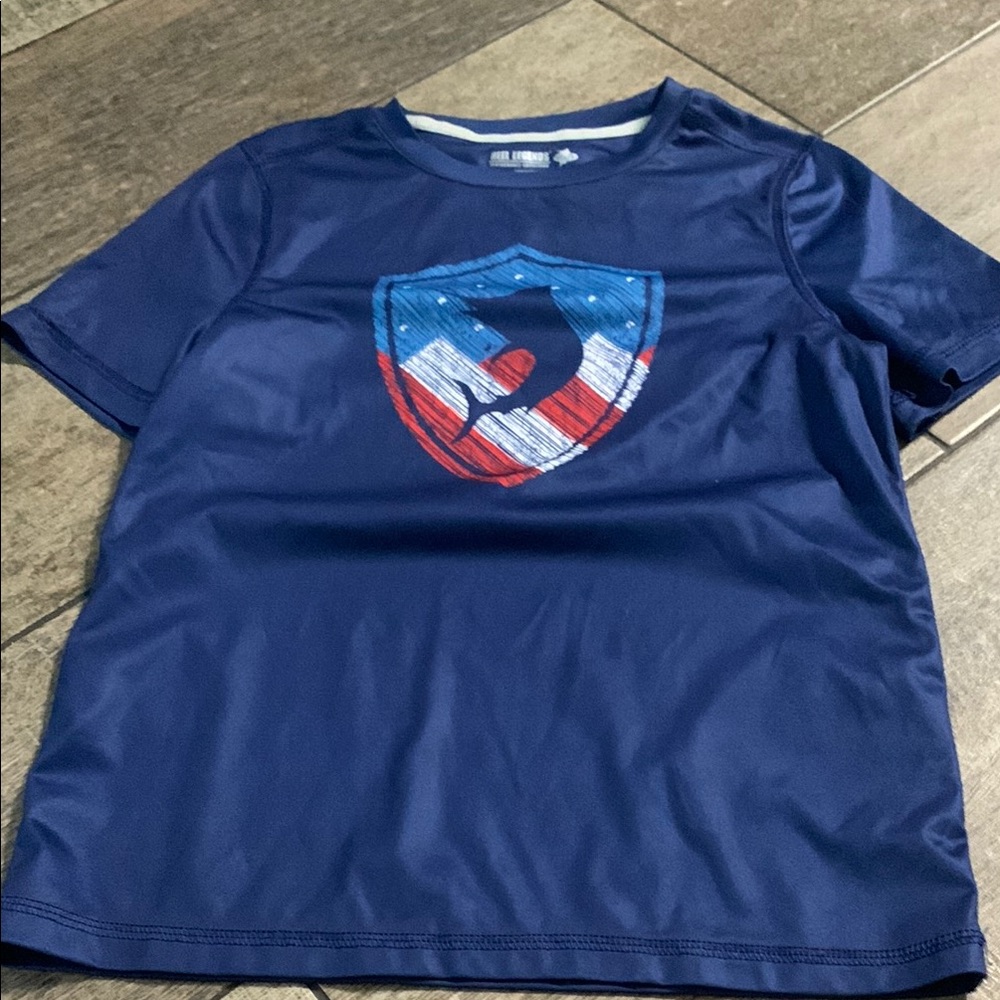 Reel Legends Blue and Red Short Sleeve Tee